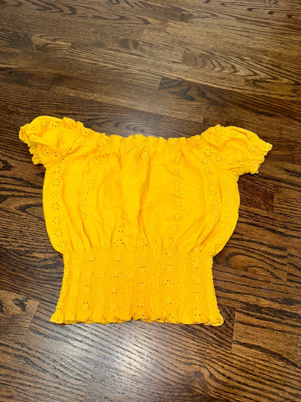 Rue21 Yellow Eyelet Off-Shoulder Crop Top